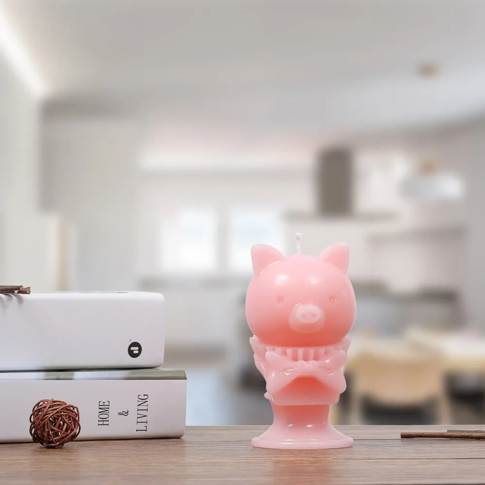 AN1P Scented Candle - Pink Piggy Decorative Aromatherapy Wax Natural Cotton Wick Home Decoration Animal Candles | Дом и сад