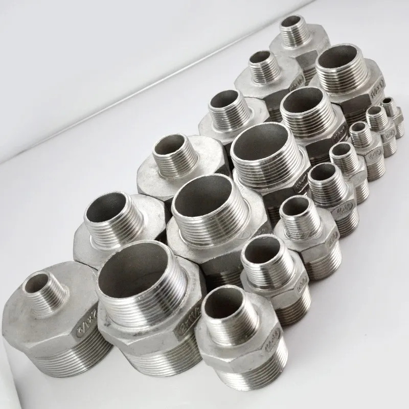 

MEGAIRON 2"- 1/2" Hex Nipple Threaded Reducer Male x Male Pipe Fittings Stainless Steel SS304 New