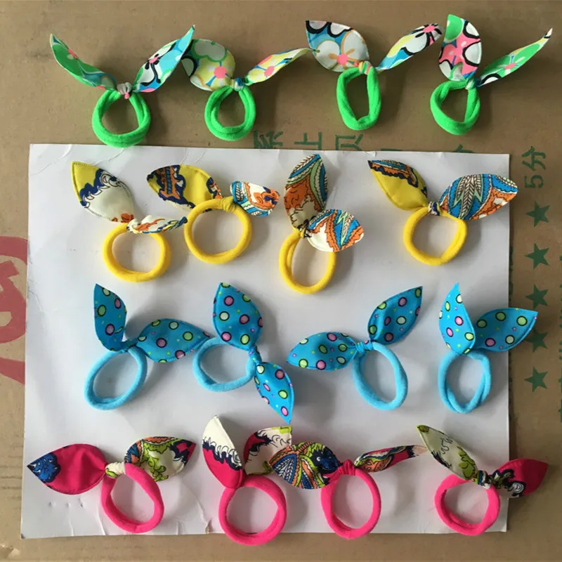 1Pcs Elastic Hair Bands Polka Dot Cute Bow Rabbit Ears Rubber Rope Girls Scrunchy Accessory for Tie |