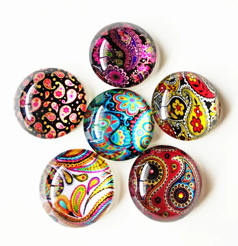 

30pcs/lot mandala Bandanna Glass Cabochon Yoga Cabochons round 20mm Flatback for Necklace bracelet Earrings DIY Jewellery