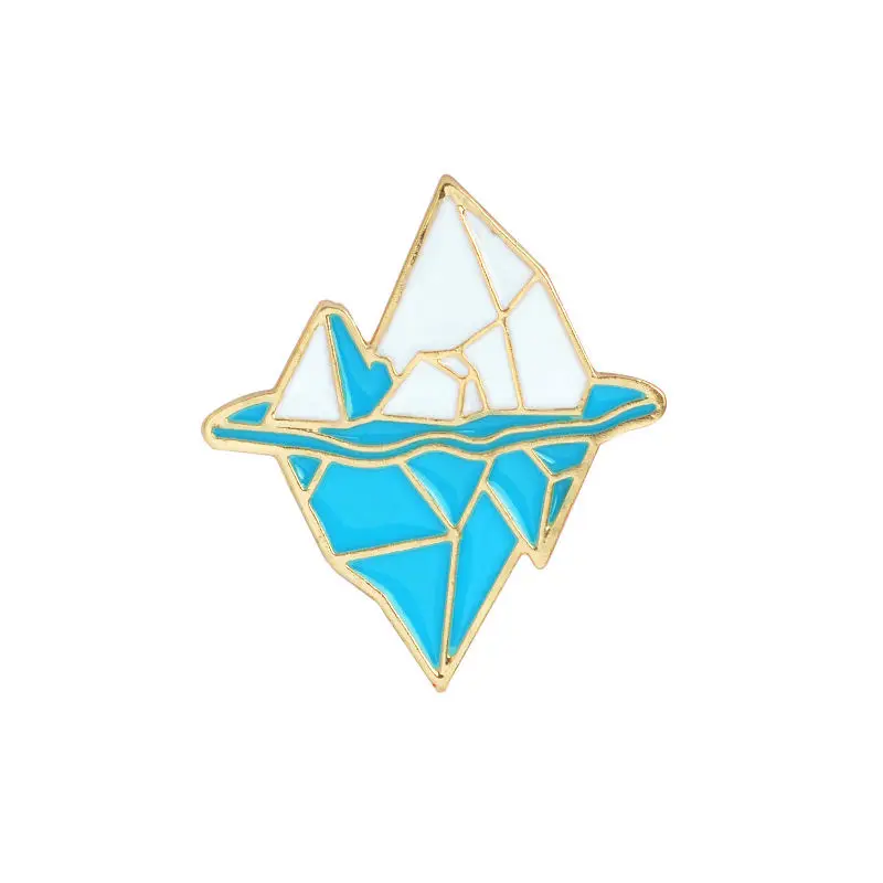 1 PC Zinc Alloy Badge Iceberg Sea Wave Enamel Button On Brooch Blue White Clothes Lapel Jacket Coat Decoration Gift For Boy Girl - Цвет: 2