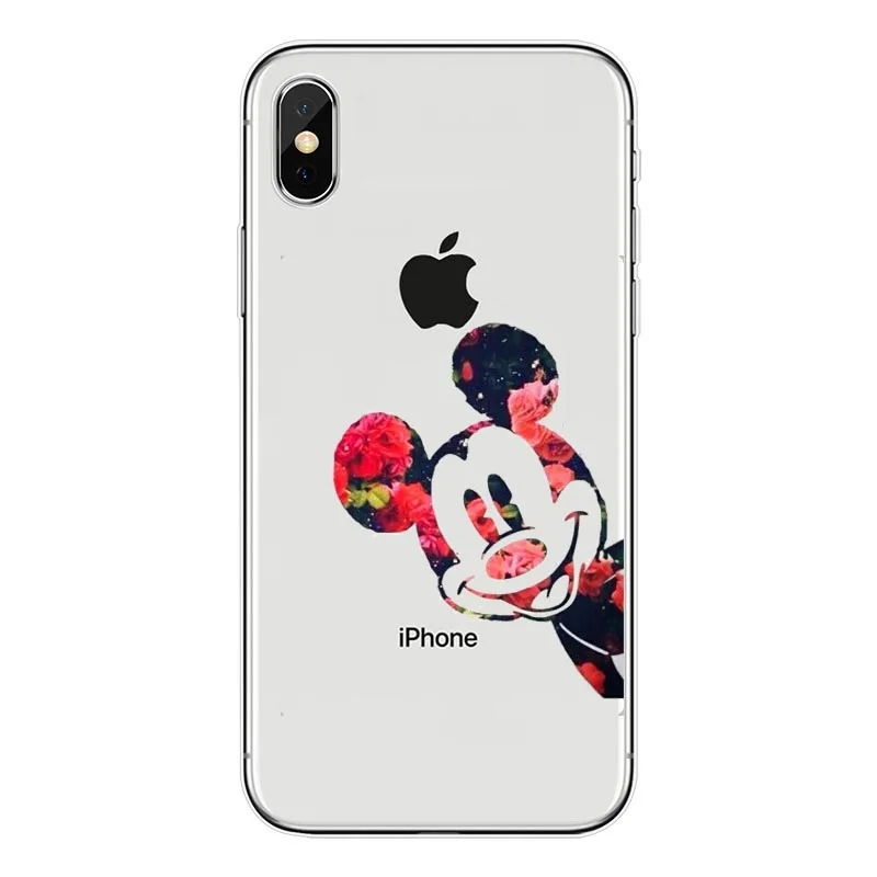 Мягкий силиконовый прозрачный чехол из ТПУ с рисунком Микки Мауса Для Apple iPhone X 8 7 6