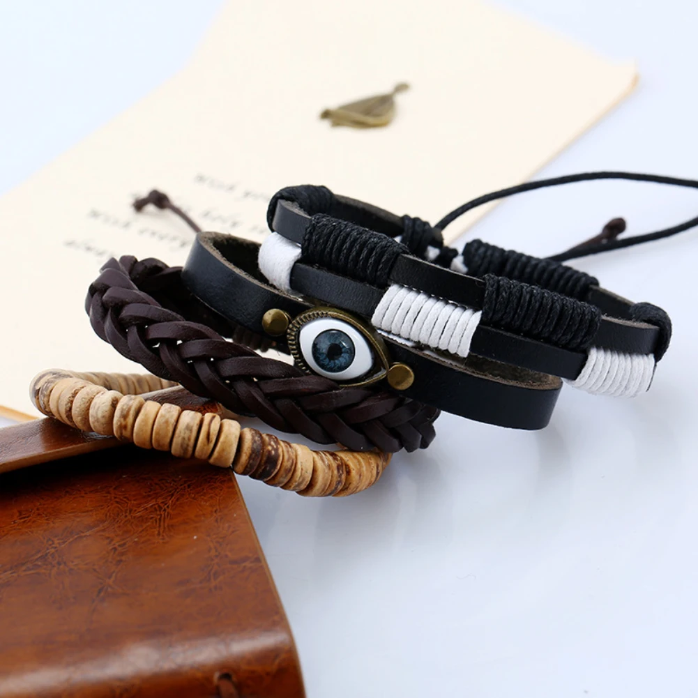 Lureme винтажный зловещий Eye and бусины из кокоса этнический браслеты в племенном