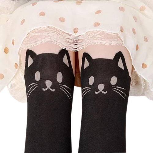 Женские сексуальные чулки до колен с кошачьим хвостом|pantyhose tattoo|cat tailknee high hosiery |
