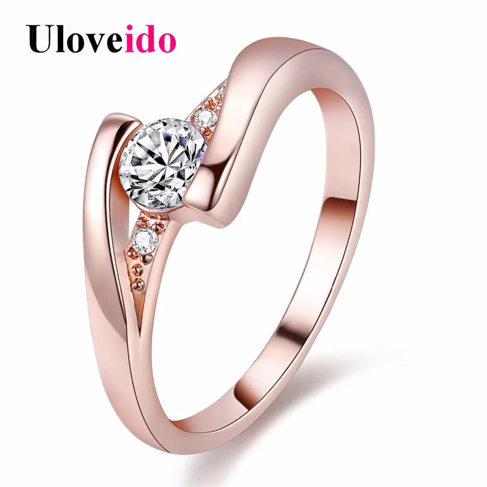 Uloveido винтажные Свадебные Кольца для женщин серебро розовое золото кубического