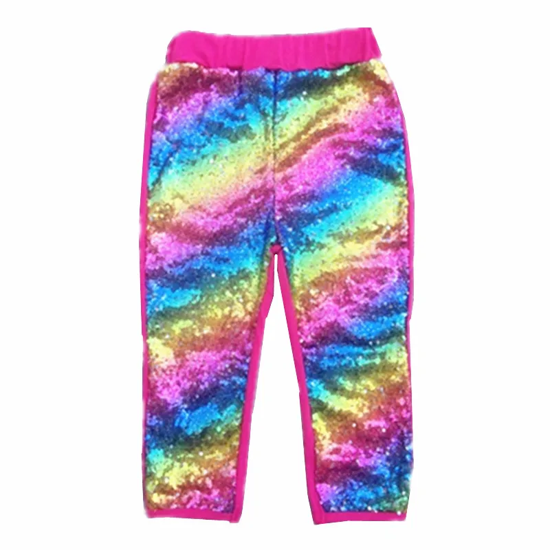 2018 зимние леггинсы для маленьких девочек красные радужные штаны с блестками