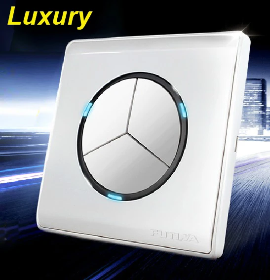 

Free Shipping,3 Gangs 1 Way LED Indicator Luxury Click Switch, 110V~250V Push Button Switch,Pressure Wall Light Switch