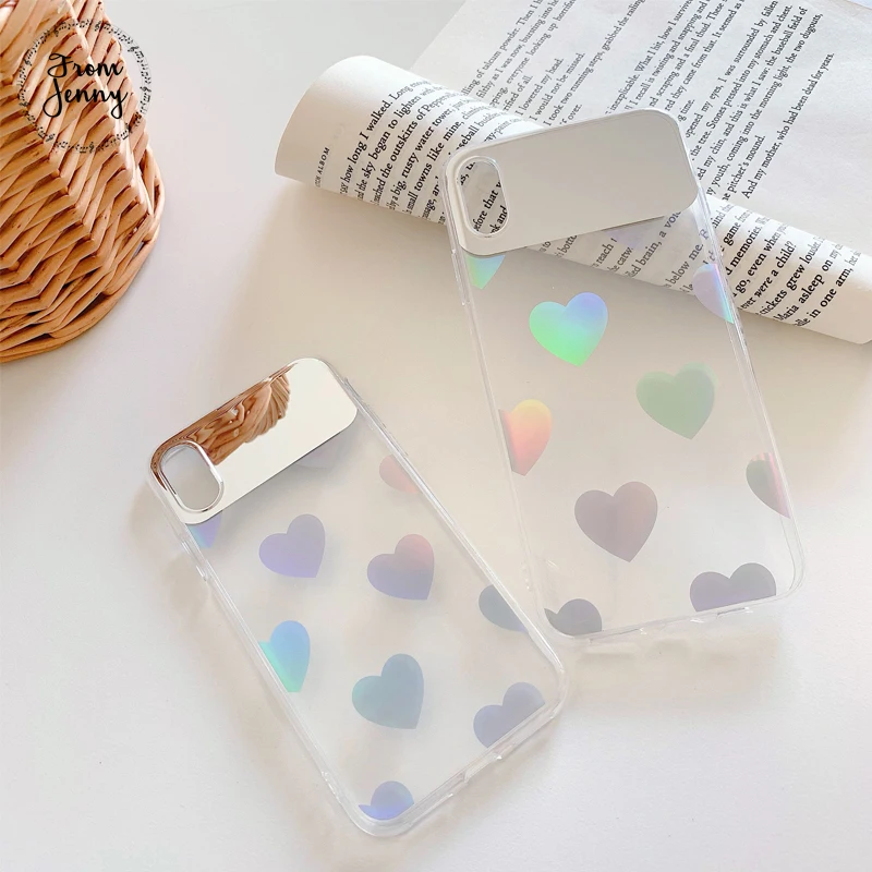 От Jenny Girly Heart макияж зеркало для iPhone x xr xs max 6 6s 7 8 Plus цвет прозрачный силиконовый