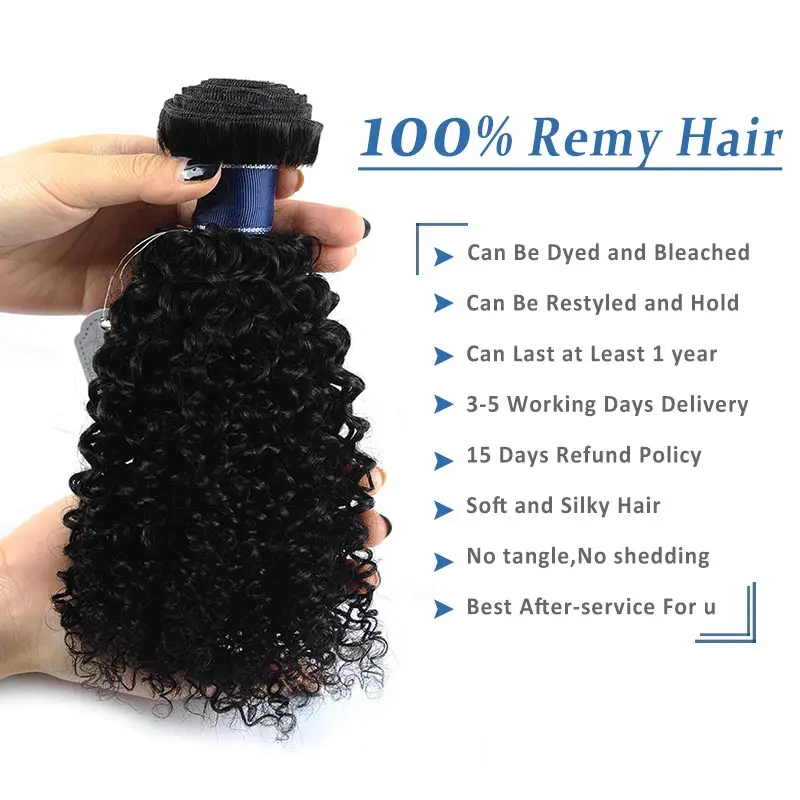 Реми Голубая 3 Связки Малайзии странный вьющихся волос плетение 100% Remy