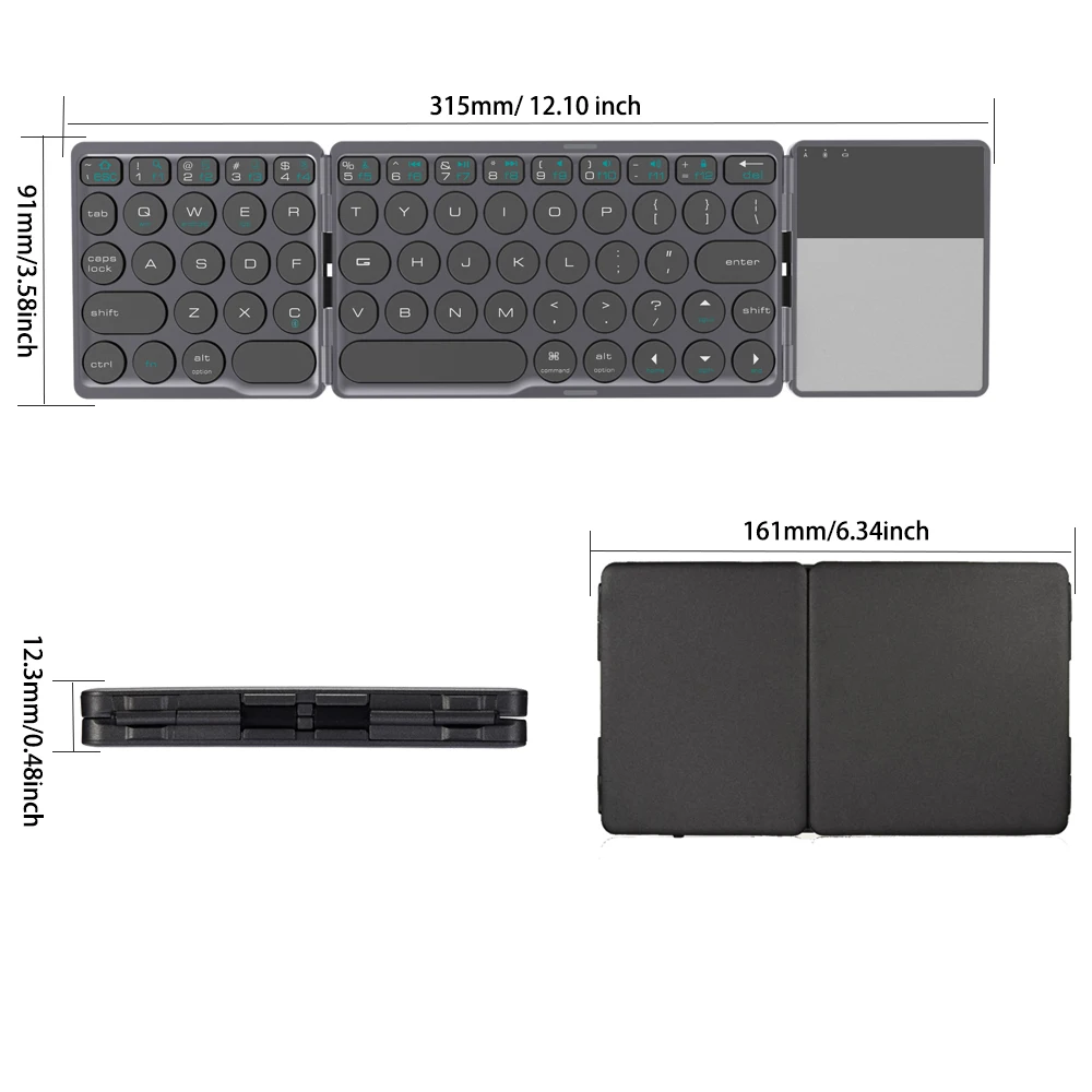 

[AVATTO] Bluetooth Wireless Folding Keyboard with Touchpad , Foldable BT Mini Keyboard for Phone Tablet Laptop PC ipad iphone
