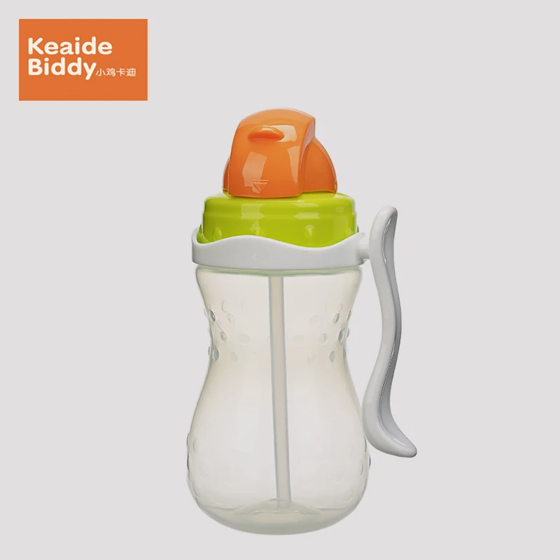 

Shatter-proof carton spill-proof heat-resistant straw handle 380ml infant water bottle sippy baby cup on sale KD3311