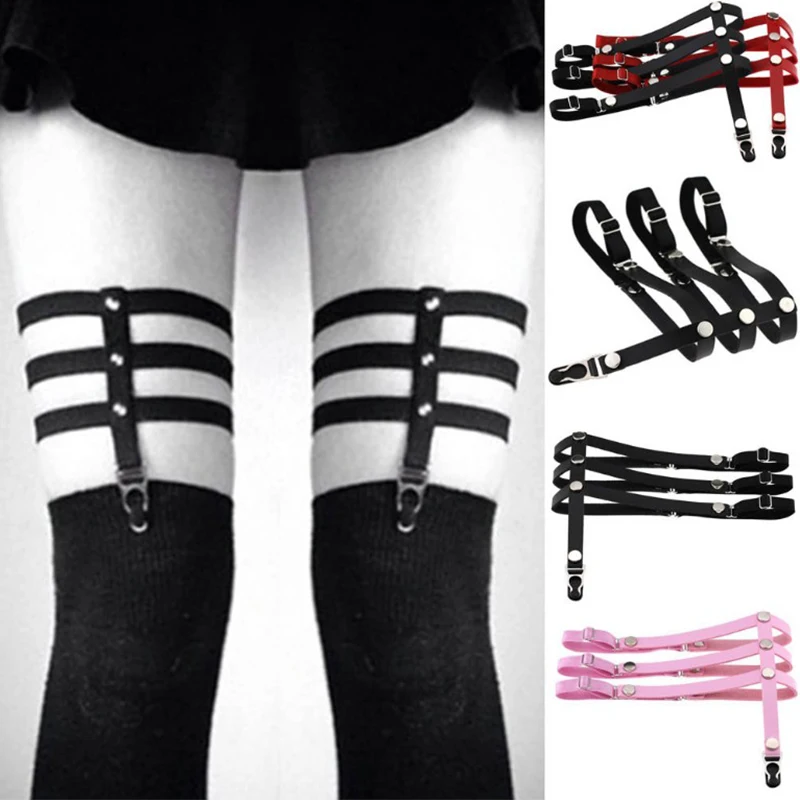 

New Fashion Harajuku Rock Punk Cortex Round Shape Manual Foot Ring Gothic Sexy Street Dance Leg Belts O-Ring Foot leather Garter