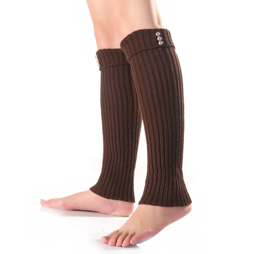 Зимние вязаные гетры без ног с пуговицами Женские однотонные носки|boot socks|knitted leg