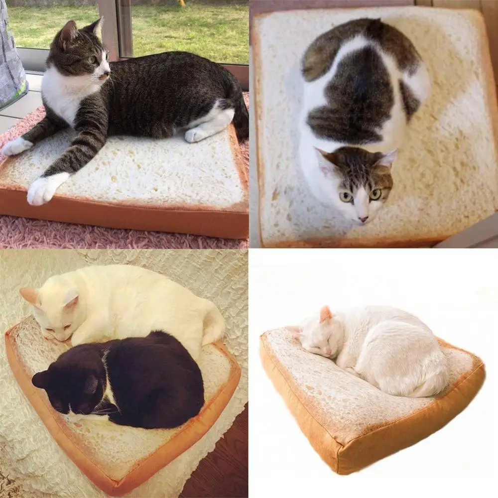 Creative Toast Bread Pet Cat Bed Mattress Soft Cushion Seat Pad for Cats &amp Dogs Sleeping Playing Resting | Дом и сад