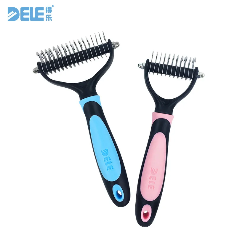 Dele кошка Двусторонняя Собака Мех животных Pet Dematting Расчёски и гребни для волос