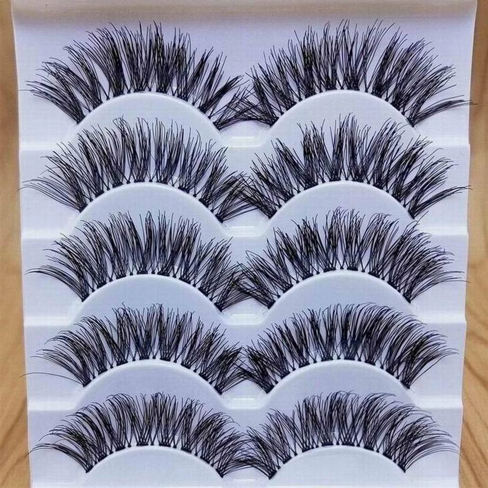 5 Pairs Makeup Handmade Natural Cross Long False Eyelashes Makeup Extension
