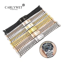 carlywet 19 20mm hollow curved end screw links 316l stainless steel replacement jubilee watch band bracelet for datejust