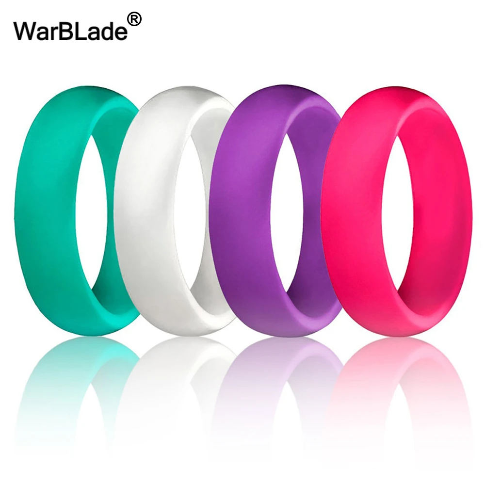 

10pcs/set 4-10 Size Food Grade FDA Silicone Finger Ring 5.7mm Hypoallergenic Crossfit Flexible Rubber Rings For Women Wedding