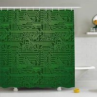 geek computer circuit board shower curtain funny green circuit board bathroom curtain set waterproof polyester engineer gifts