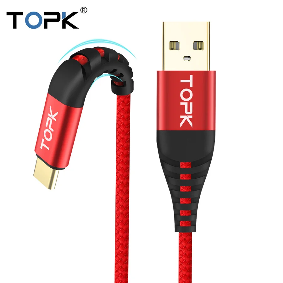 TOPK 1 м 2 м 3 а кабель для быстрой зарядки 3,0 usb type C кабель для быстрой зарядки телефона для samsung huawei Xiaomi type C кабель USB C кабель