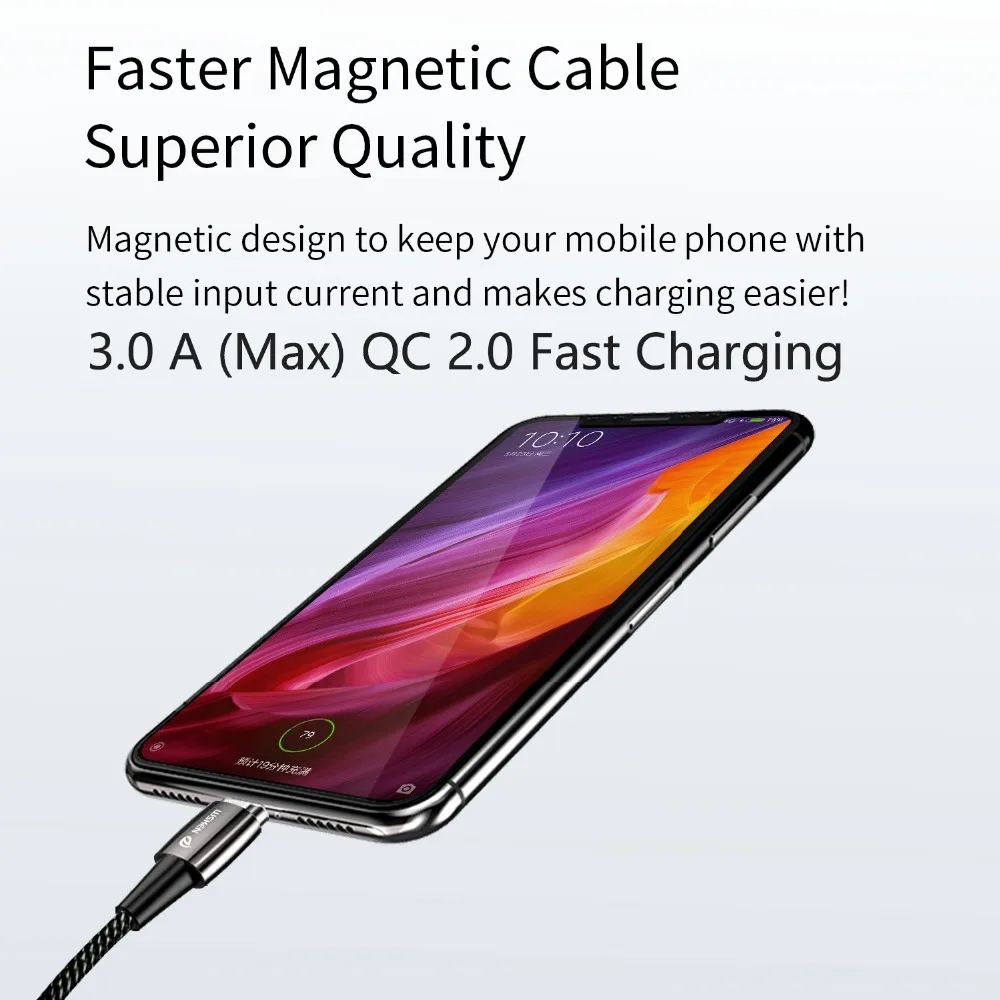 USB кабель WSKEN X1 Pro магнитный 3 А для Samsung S10 S9 S8 note9 Huawei Xiaomi|Кабели мобильных