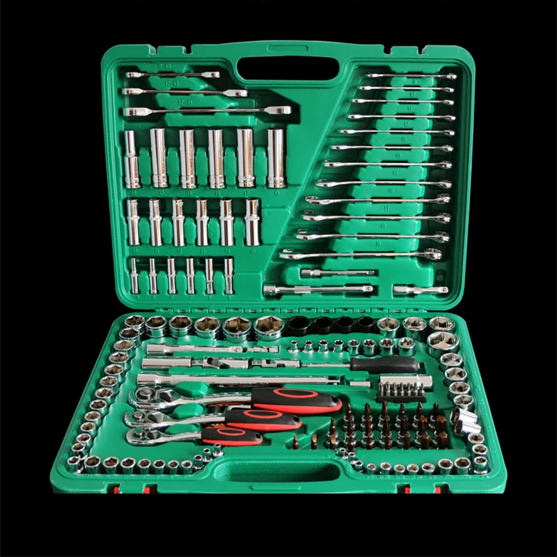 

150 шт. разъем Комбинации ключ, дюймовый стандарт комплект ключей Набор инструментов для автомобиля бытовой авто Инструменты для ремонта автомобилей комплект