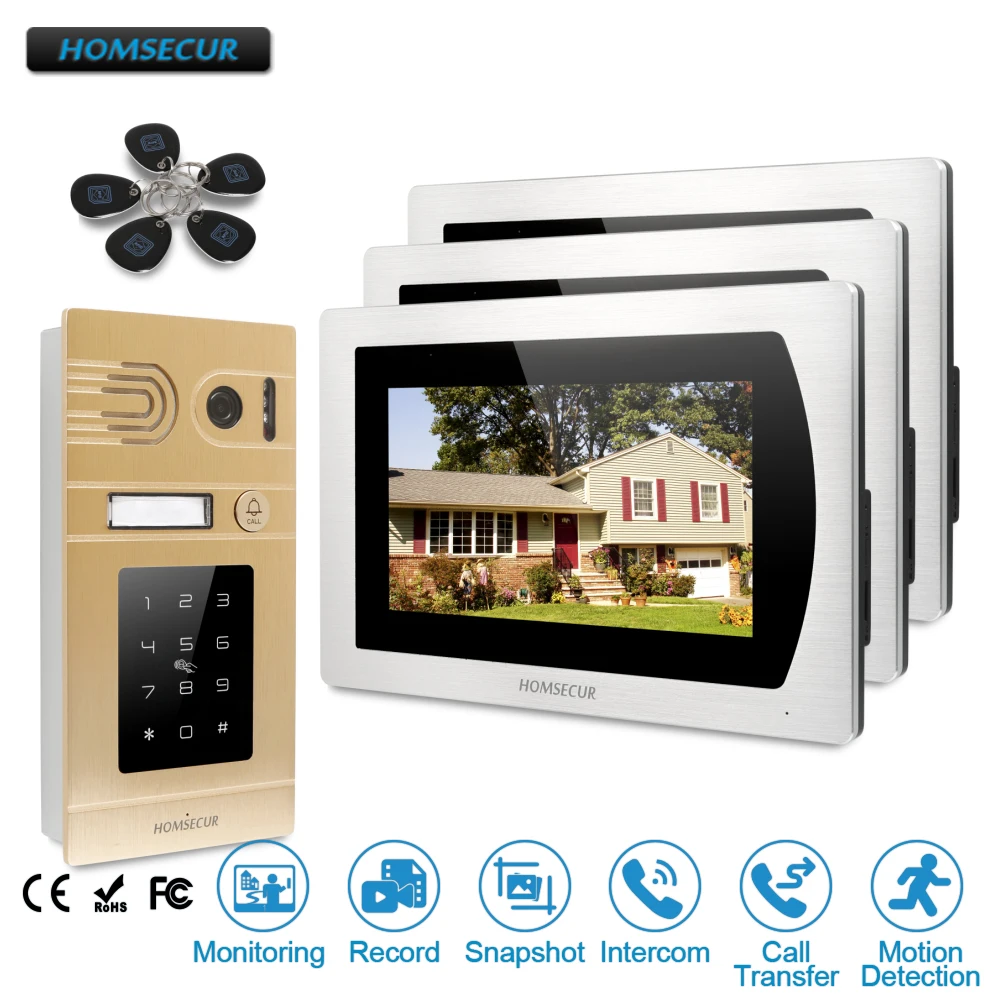 

HOMSECUR 7" Wired Hands-free Video Door Entry Security Intercom with RFID Access BC071-G+BM717-S