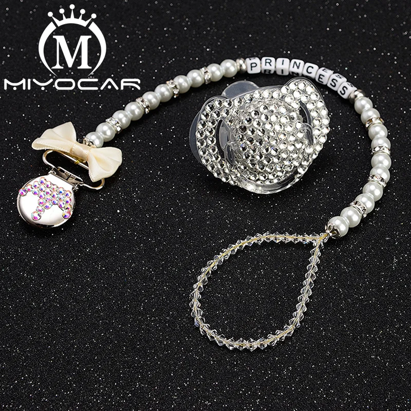 MIYOCAR обычай имя bling crown пустышка Клип Персонализированные пустышки держатель clii с