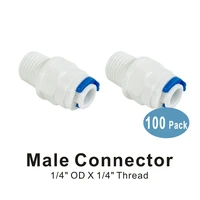 100 pack of male connector 14 thread to 14 quick connect fittings for water filters and ro reverse osmosis systems