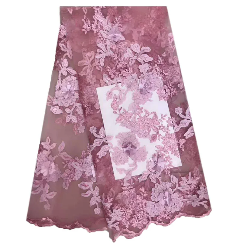 HFX High Quality 3D Lace Wine Embroidered Beaded Tulle Fabric African Wedding With StonesX945-1 | Дом и сад