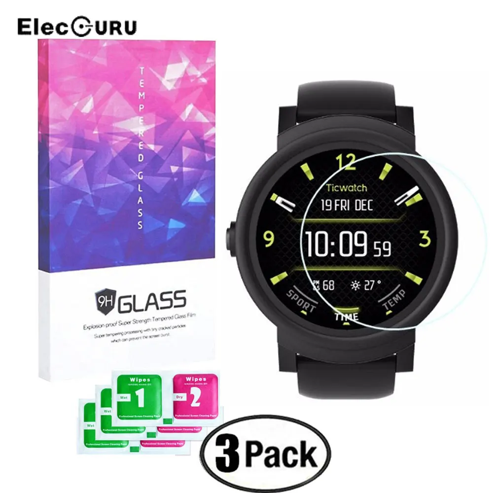 9H закаленное стекло для часов Ticwatch S & E полное покрытие прозрачная защита экрана