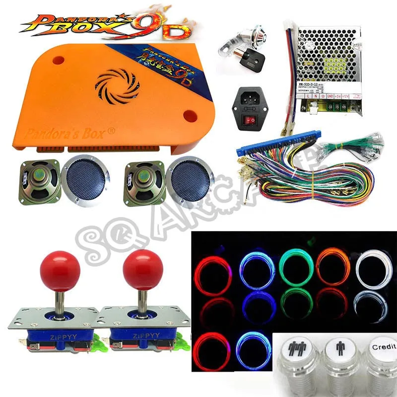short zippy joystick Pandora box 9D 2222 в 1 аркадная версия доска для игры JAMMA HDMI VGA DIY аркадная ktis с джойстиком черная крышка кнопки динамики замки - Цвет: short zippy joystick