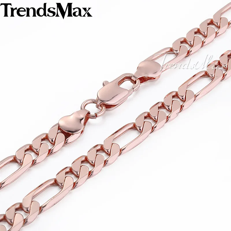 Trendsmax мм 6 Ожерелье для мужчин 585 розовое золото ожерелье Фигаро Цепь 2018 Модные