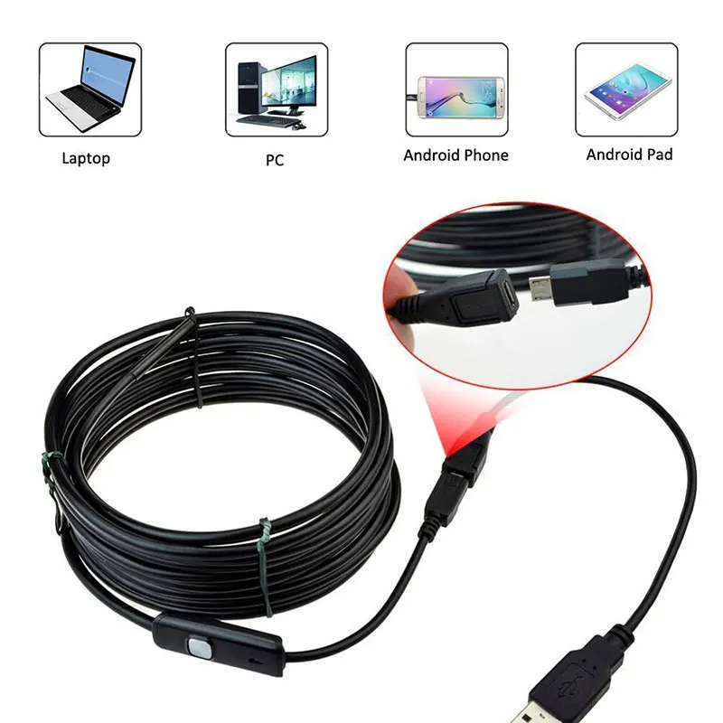 Камера Эндоскоп водонепроницаемая камера бороскоп на Android с объективом 7 мм и USB OTG