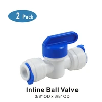 straight inline ball valve fitting 38 od x 38 od quick connect parts for water filters reverse osmosis ro systems 2 pack