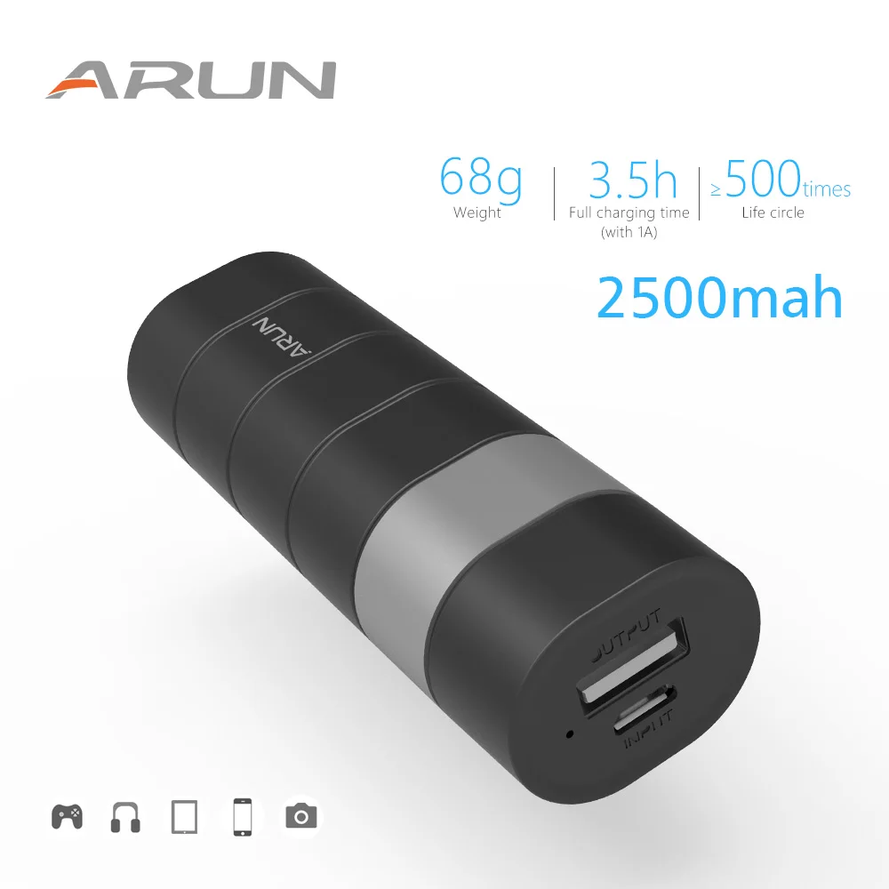 ARUN 2500 мАч Внешний аккумулятор портативный внешний зарядное устройство 1 usb порт