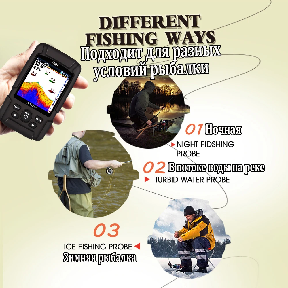 FF718LiCD LUCKY эхолот для рыбалки lucky fish finder sonar for fishing эхолоты fishfinder беспроводной лаки с