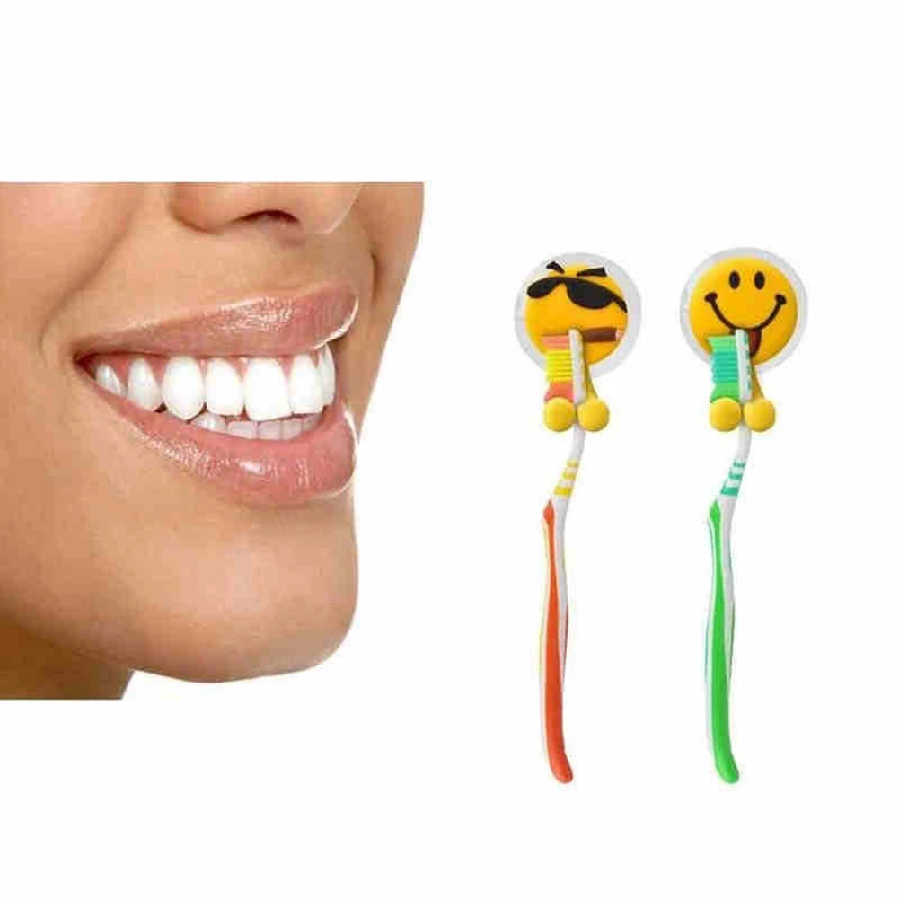 Милый мультфильм emoji выражение присоски Зубная щётка держатель настенный