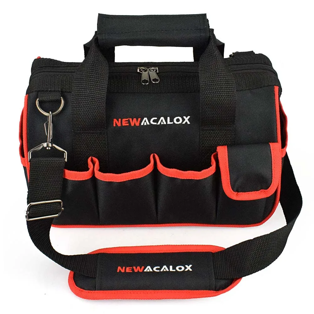 Red Tool Bags NEWACALOX 1" сумки для инструментов маленькие сгущенные аппаратные средства Профессиональный электрик ремонт хранения работы сумка держатель 600D закрытый верх широкий рот - Цвет: Red Tool Bags
