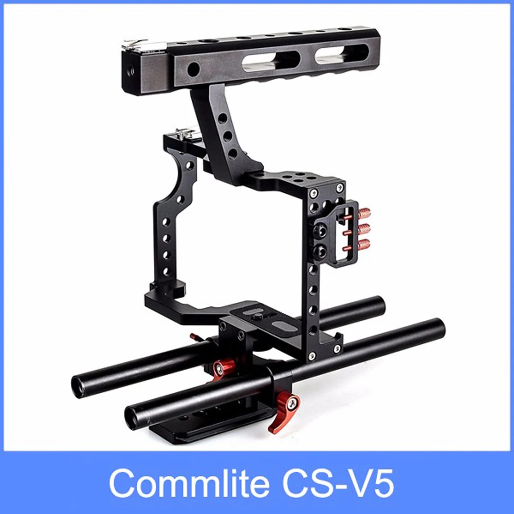 

Commlite CS-V5 Aluminum Alloy Camera Video Cage Handle Grip for Sony A7 III A9 A6000 A6500 A6400 A6300 Fujifilm X-t3