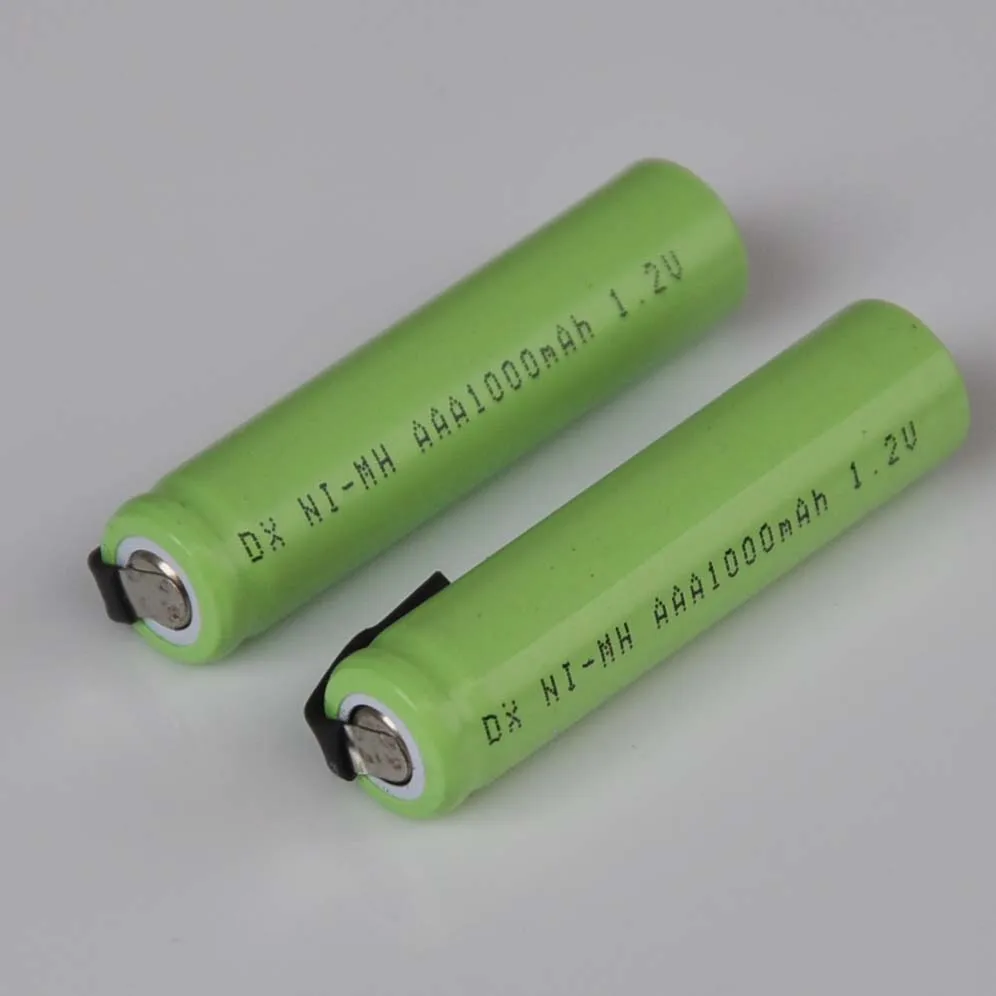 10 шт ni-mh 1,2 V AAA аккумулятор 1000mah с вкладками для сварки для Электробритва Philips Braun зубная щетка