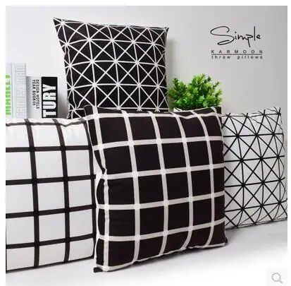 

Nordic Geometric Black White grid pattern cushion cover plaid printed pillowcase checked pillow cover for backrest