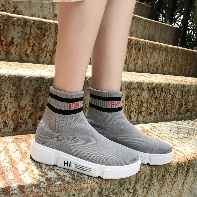 LUONTNOR High Ankle Women Running Sneakers 2018 New Arrival Athletic Sock Shoes Females Outdoor Walking Zapatillas Mujer | Спорт и