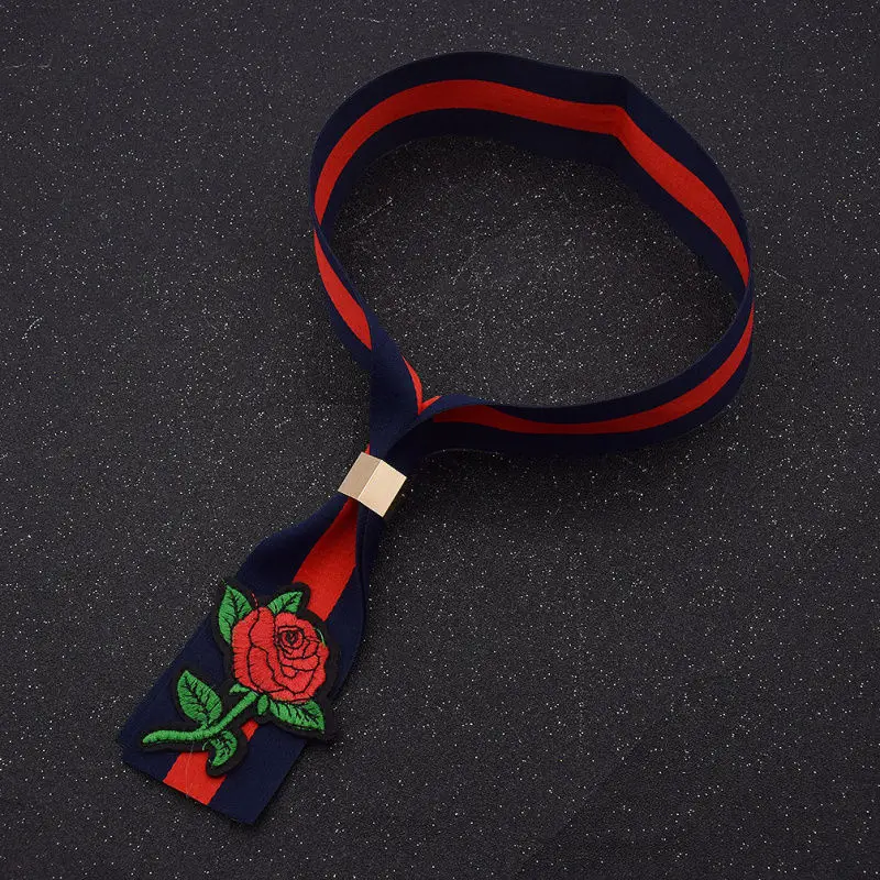 Hirigin 2017 сексуальный женский галстук-бабочка из ленты mbroidery цветок розы чокер