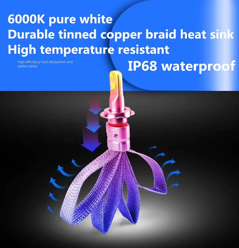 2X 9600LM R3 H7 комплект светодиодных фар для XHP50 чипов безвентиляторный СУПЕР БЕЛЫЙ