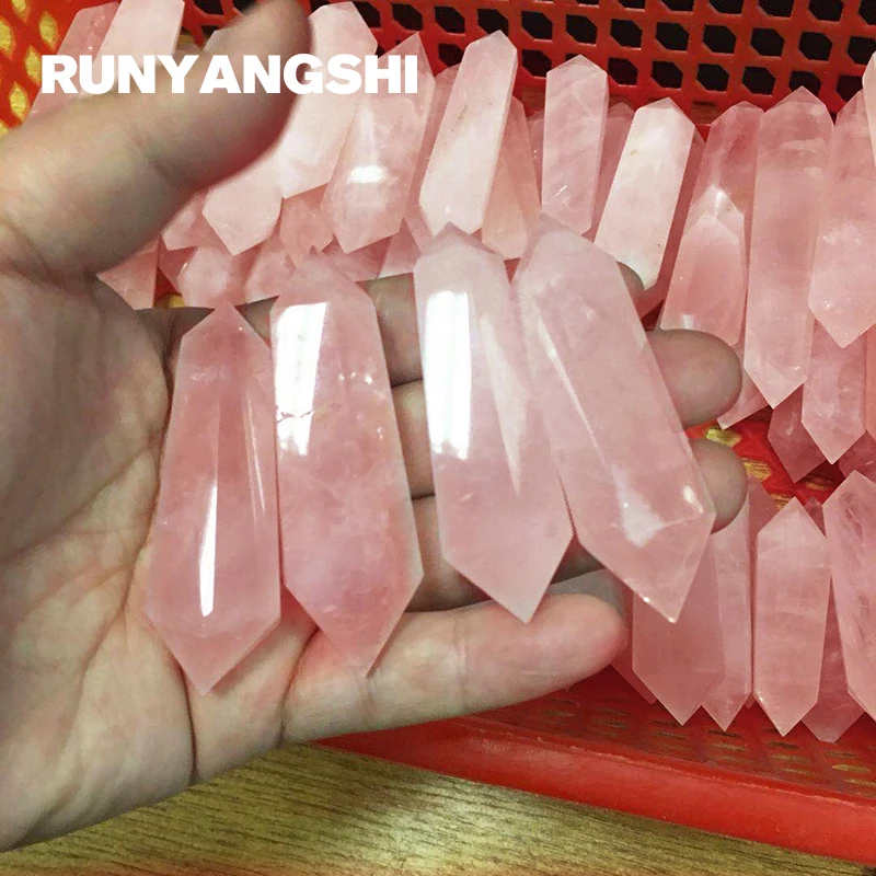 

Pink Spar Pillar 2 Tips Natural Stones and Minerals High Quality 1 Pc Wholesale Factory Stone Runyangshi ZF18