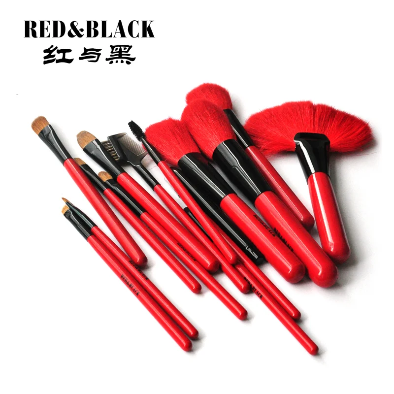 Red&ampBlack 15 Brushes set black bag&ampred handle Professional Makeup Cosmetic tools beauty brushes | Красота и здоровье