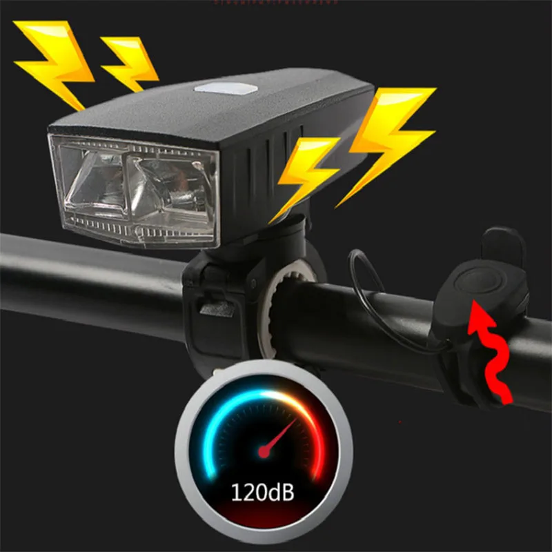 Умный велосипедный фонарь + колокольчик usb зарядка рожок для велосипеда свет фар