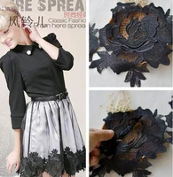 1 yard hot sale embroidered lace fabric accessories 13cm width double layers large flower black white lace trim