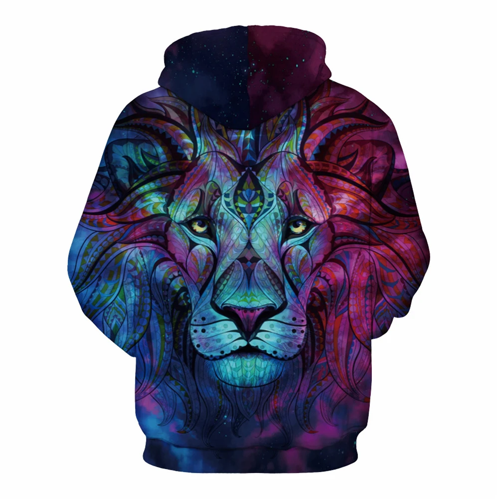 Унисекс Осень многоцветная Лев печатающая головка пара соответствия с капюшоном